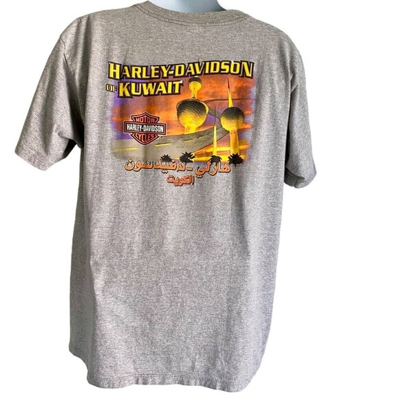 Harley Davidson of Kuwait Grey Cotton Tee Shirt with Colorful Graphic Mens Large - Picture 4 of 9